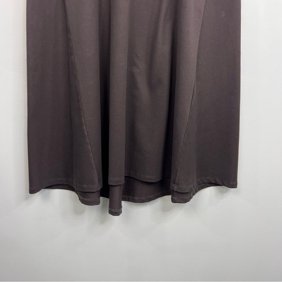 Weekend Max Mara quiet luxury brown jersey knit v neck high low hem midi dress - Picture 8 of 12